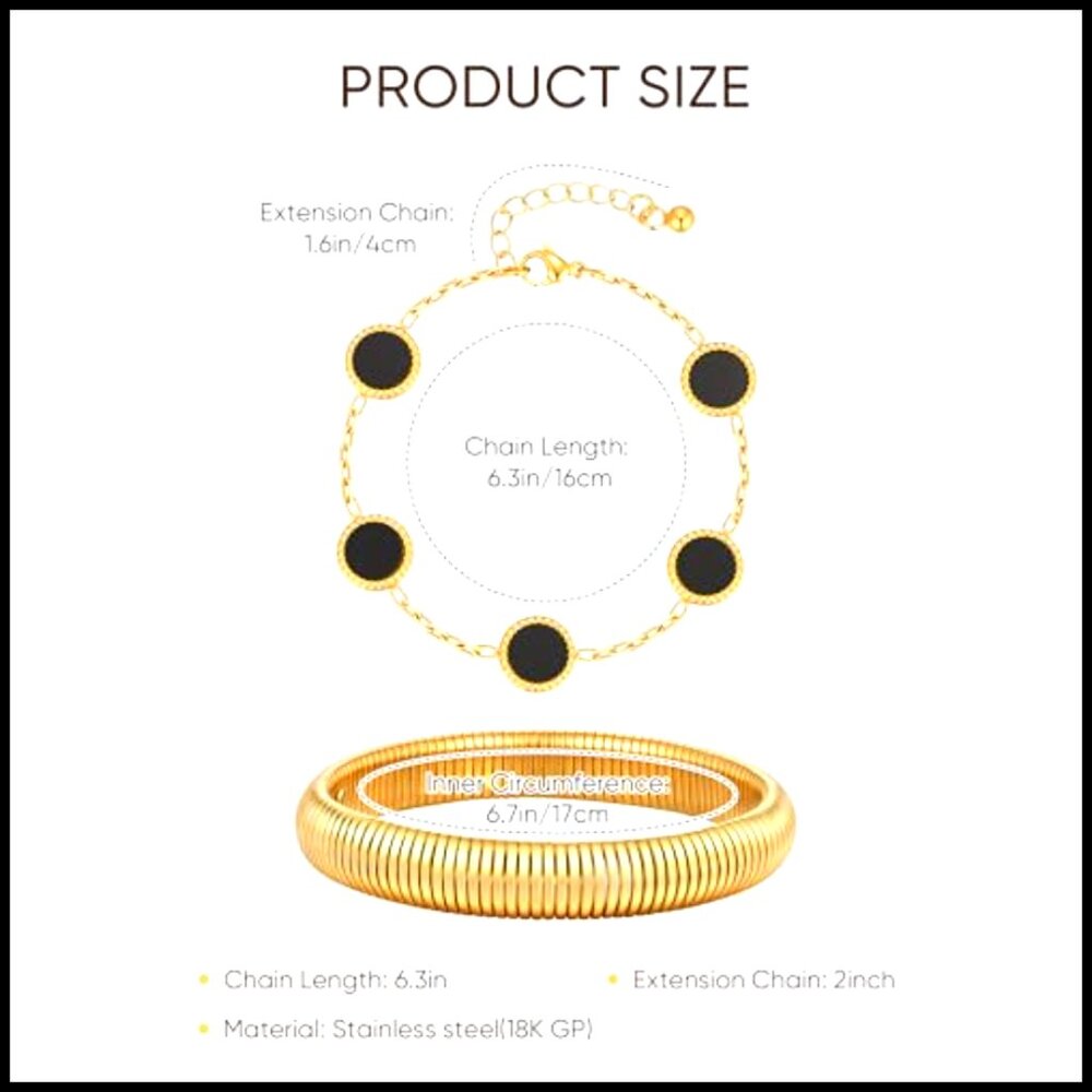 Gold Plated Stackable Bracelets Set Stainless Ste… - image 6